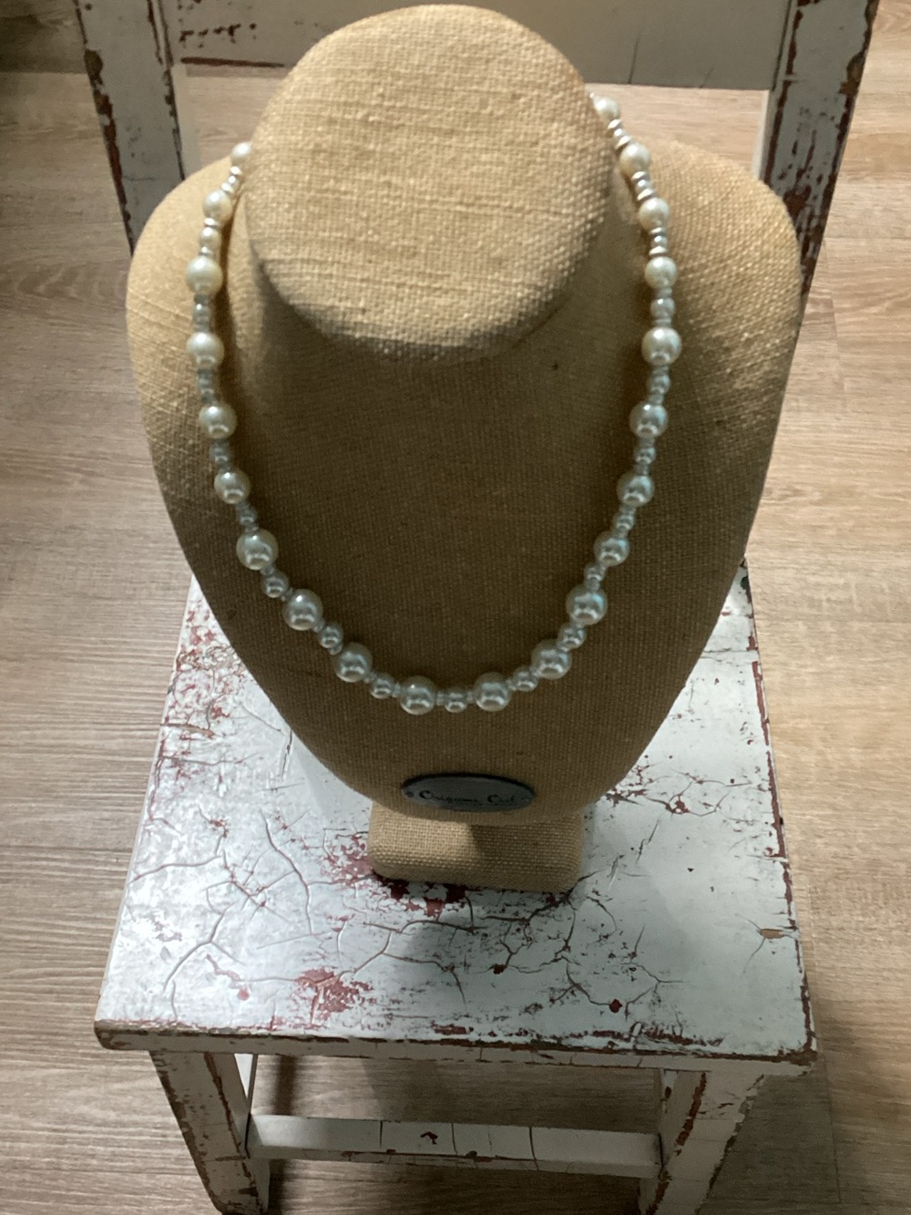 Origami Owl White Pearl Beaded Necklace